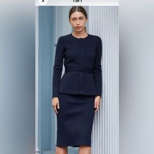 Scanlan Theodore GREEN Midi Skirt Set jacket belt wide bottle